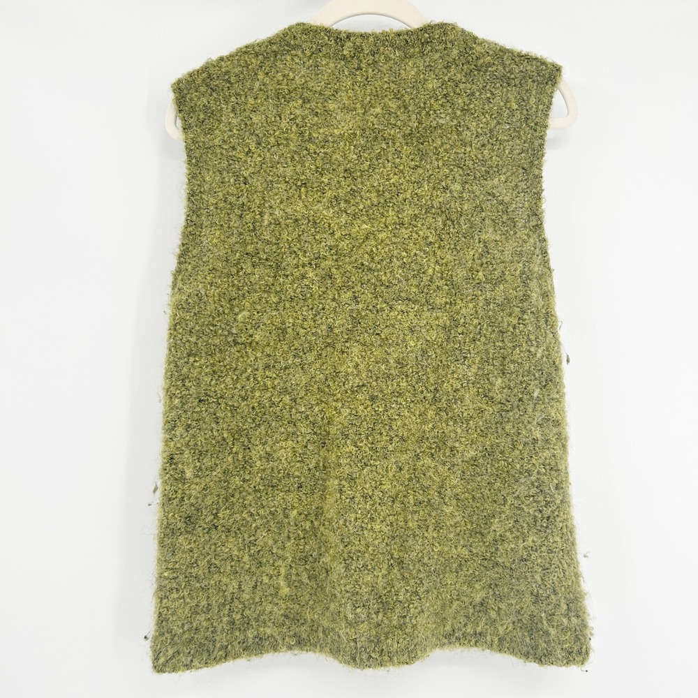 Tabask Womens Handmade In Peru Knit Alpaca Wool Blend Vest‎ M Green Zip Pockets - Picture 6 of 8